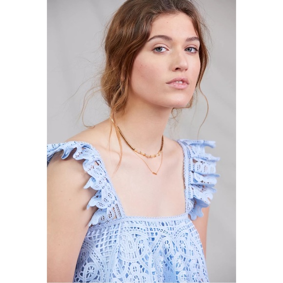 Anthropologie Ruffled Lace Tank - BLUE - NWT - XL - Picture 4 of 11